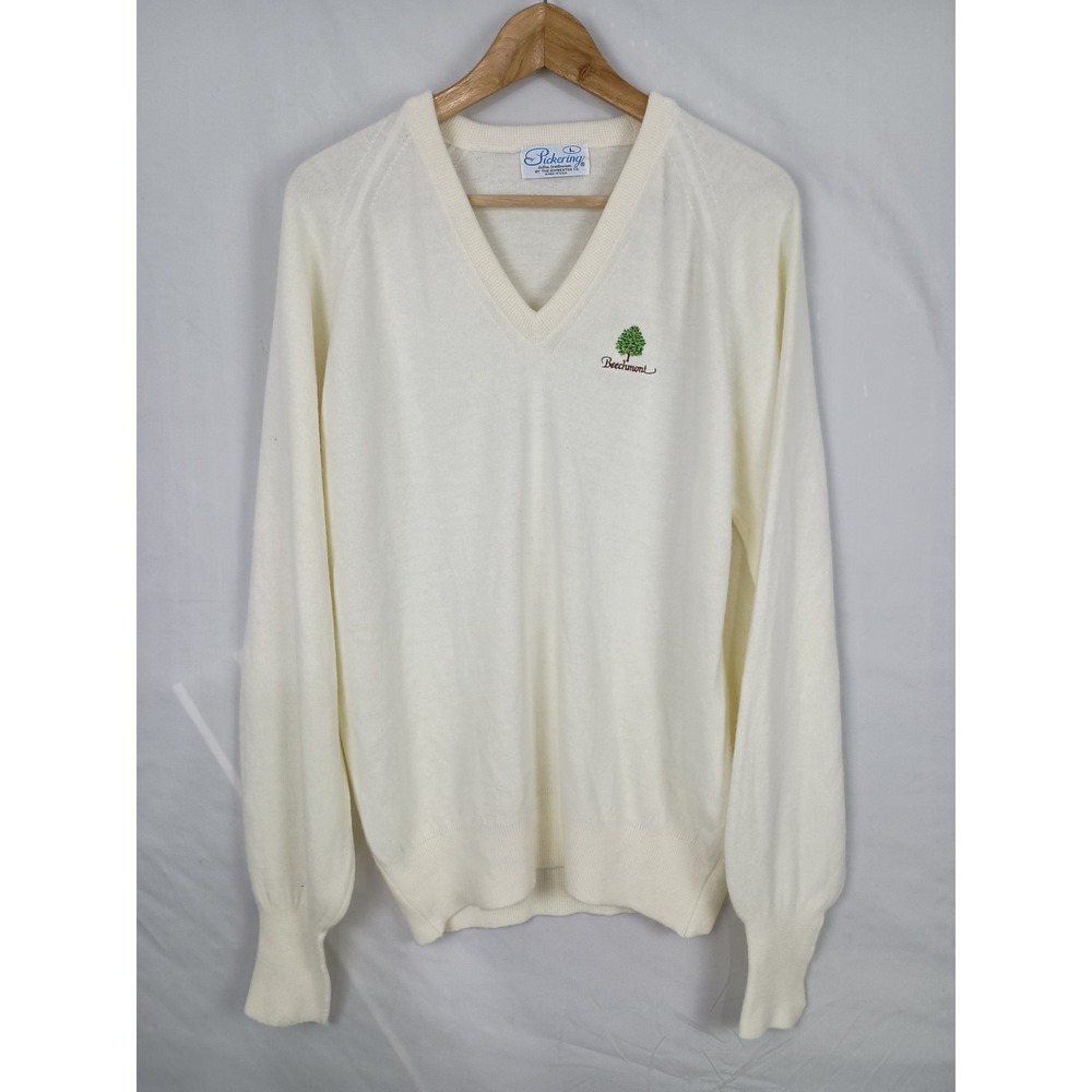 Pickering Active Sportswear Pullover Sweater Mens  Large White USA 70's